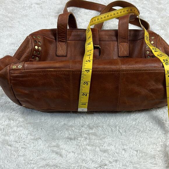 Overland Leather shoulder bag Large Doctor bag in caramel with gold studs - Picture 4 of 15